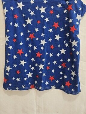 Blue Star Print Top with Red and White Stars